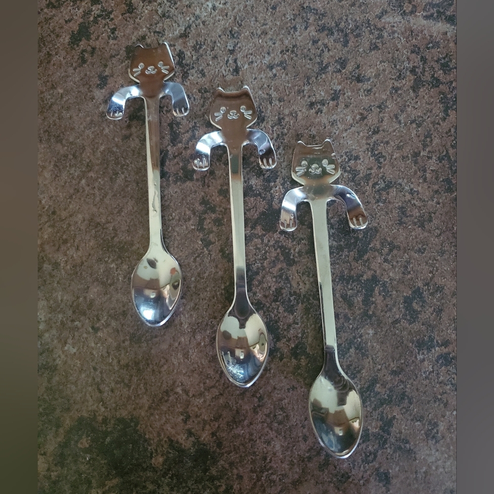 Set of 3 hanging cat tea/sugar/coffee spoons